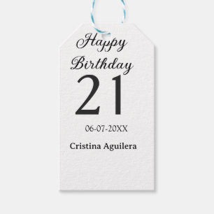 21歳の誕生日おめでとう 太字 シンプル 名前入り ミニマル ギフトタグ