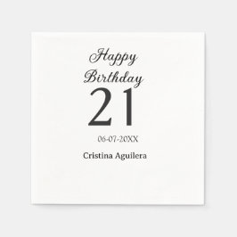 21歳の誕生日おめでとう 太字 シンプル 名前入り ミニマル スタンダードカクテルナプキン