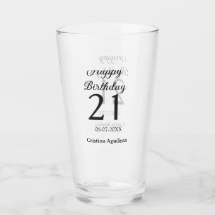 21歳の誕生日おめでとう 太字 シンプル 名前入り ミニマル タンブラーグラス