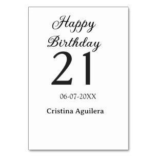 21歳の誕生日おめでとう 太字 シンプル 名前入り ミニマル テーブルナンバー