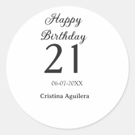 21歳の誕生日おめでとう 太字 シンプル 名前入り ミニマル ラウンドシール