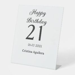21歳の誕生日おめでとう 太字 シンプル 名前入り ミニマル 台座サイン