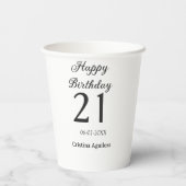 21歳の誕生日おめでとう 太字 シンプル 名前入り ミニマル 紙コップ (裏面)