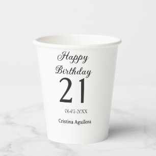 21歳の誕生日おめでとう 太字 シンプル 名前入り ミニマル 紙コップ
