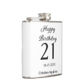 21歳の誕生日おめでとう 太字 シンプル 名前入り 最小限 フラスク (右)