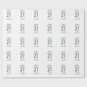 21歳の誕生日おめでとう 太字 シンプル 名前入り 最小限 ラッピングペーパー