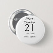 21歳の誕生日おめでとう 太字 シンプル 名前入り 缶バッジ (正面&裏面)