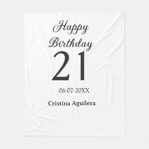 21歳の誕生日おめでとう 太字 シンプル 名前 名入れ フリースブランケット