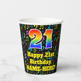 21歳の誕生日おめでとう 虹色の楽譜柄 紙コップ