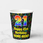 21歳の誕生日おめでとう 虹色の楽譜柄 紙コップ (正面)