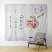 21歳の誕生日おめでとう！銀と紫の輝きに満ちたフォトウェルカムです タペストリー (インサイチュ(横))