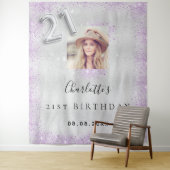 21歳の誕生日おめでとう！銀と紫の輝きに満ちたフォトウェルカムです タペストリー (インサイチュ)
