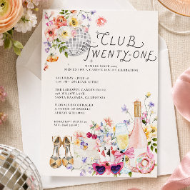 21歳の誕生日おめでとう | Club Twenty-One Garden Disco 招待状