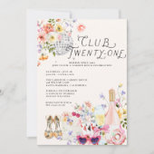 21歳の誕生日おめでとう | Club Twenty-One Garden Disco 招待状 (正面)