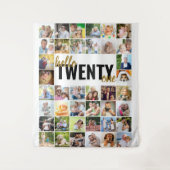 21歳の誕生日おめでとう Twenty One 40枚の写真コラージュ タペストリー (正面)