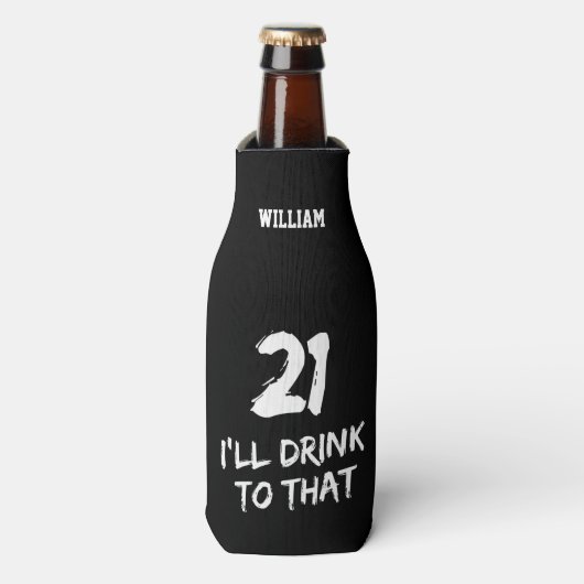 21歳の誕生日おもしろい私はそのに飲みカスタムます ボトルクーラー (ボトル正面)