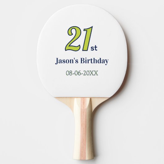 21歳の誕生日お名前の青と緑の太字文字デザインT 卓球ラケット (正面)