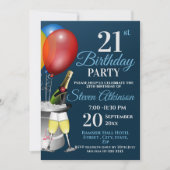 21歳の誕生日お祝いきらめくワインパーティー 招待状 (正面)