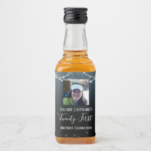 21歳の誕生日お祝いグラデーションダイヤモンド リキュールボトルラベル