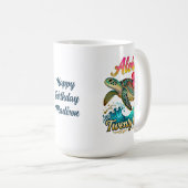 21歳の誕生日お祝いトロピカルウミガメデザイン コーヒーマグカップ (正面右)