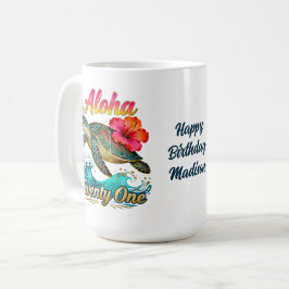 21歳の誕生日お祝いトロピカルウミガメデザイン コーヒーマグカップ