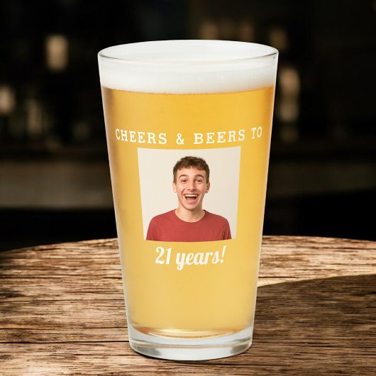 21歳の誕生日お祝いフォトグラス Cheers & Beers タンブラーグラス