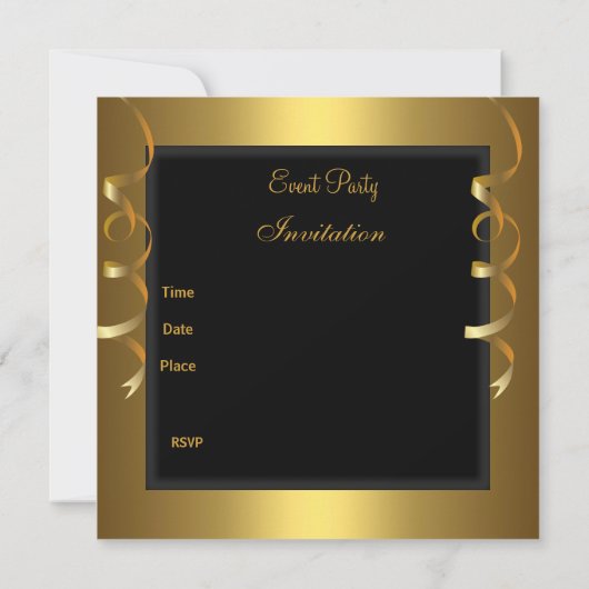 21歳の誕生日お祝い金ゴールドブラックシャンパン 招待状 (裏面)