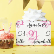 21歳の誕生日お祝い ピンクの包装紙