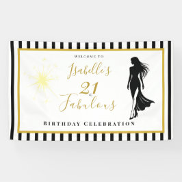 21歳の誕生日お祝い 黒とゴールドのバナー 横断幕