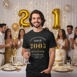 21歳の誕生日お祝い 2005年 名前 ブラックゴールド Tシャツ
