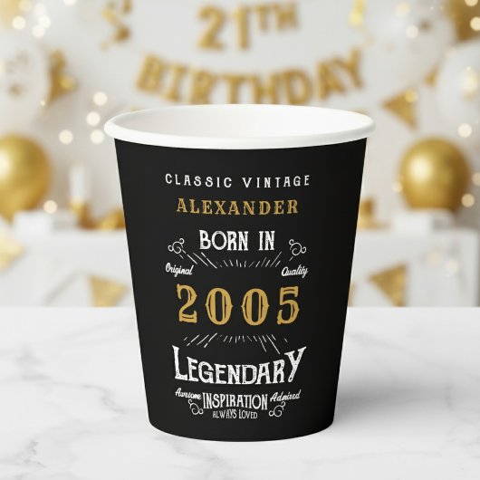 21歳の誕生日お祝い 2005 レジェンダリーレトロ 紙コップ