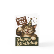 21歳の誕生日かわいいおもしろい猫ヴィンテージ