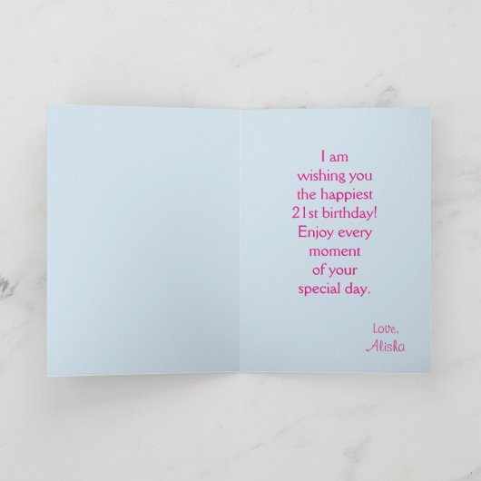 21歳の誕生日かわいいヒール カード (内部)