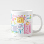 21歳の誕生日かわいらしガーリーフローラ ジャンボコーヒーマグカップ (右)