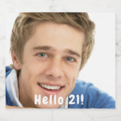 21歳の誕生日こんにちは21男の男性の写真 ビールラベル (シングルラベル)