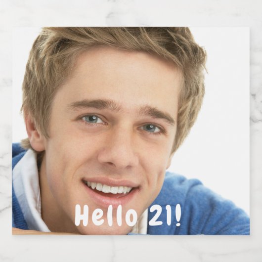 21歳の誕生日こんにちは21男の男性の写真 ビールラベル (シングルラベル)