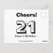 21歳の誕生日にお名前を大胆な文字で入れたギフト ポストカード (裏面)