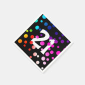 21歳の誕生日に輝く虹のドット スタンダードカクテルナプキン (角)