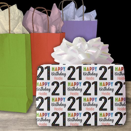 21歳の誕生日のカスタマイズ可能な名前誕生日 ラッピングペーパー
