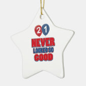 21歳の誕生日のデザイン セラミックオーナメント (左)