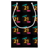 21歳の誕生日のネオン スモールペーパーバッグ (裏面)