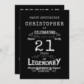 21歳の誕生日の伝説の黒の追加の名前の凡例 招待状 (正面/裏面)