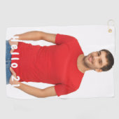 21歳の誕生日の写真こんにちは21男 ゴルフタオル (横)