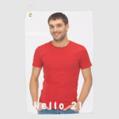 21歳の誕生日の写真こんにちは21男 ゴルフタオル (正面)