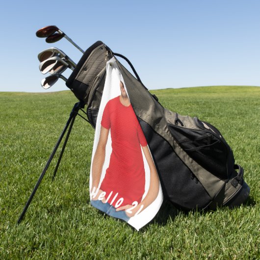 21歳の誕生日の写真こんにちは21男 ゴルフタオル (グリーン)