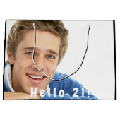 21歳の誕生日の写真こんにちは21男 ラージペーパーバッグ (正面)