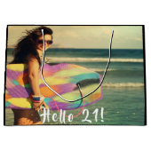 21歳の誕生日の写真こんにちは2121最初 ラージペーパーバッグ