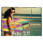 21歳の誕生日の写真こんにちは2121最初 ラージペーパーバッグ