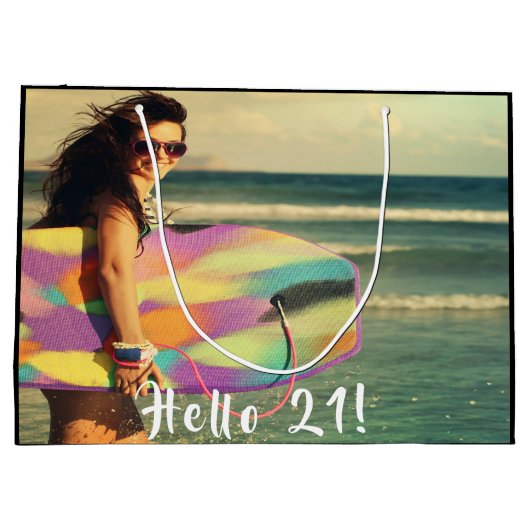 21歳の誕生日の写真こんにちは2121最初 ラージペーパーバッグ (裏面)