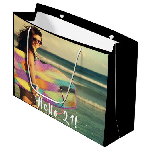 21歳の誕生日の写真こんにちは2121最初 ラージペーパーバッグ (正面アングル)